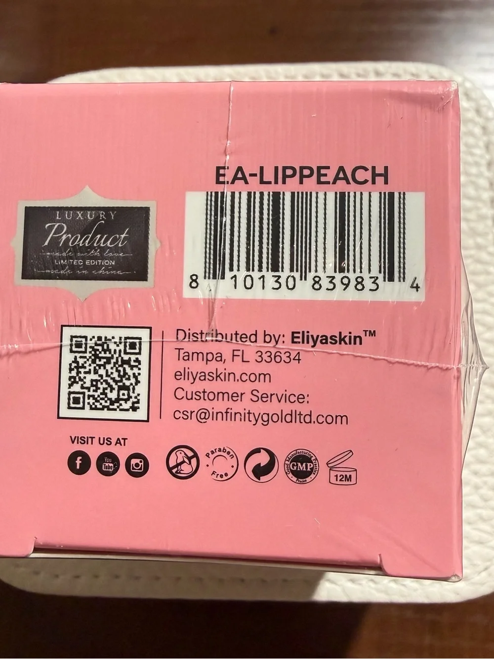 Eli’ya Skin Peach Serenade Lush Glow Lip Balm - Baby Pink * NIB
